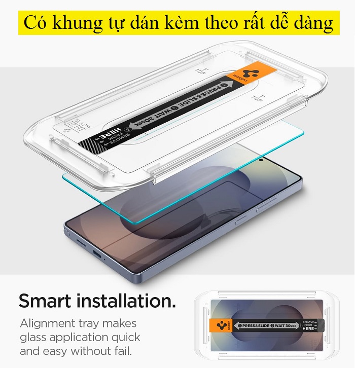 Dán kính cường lực Galaxy S25 Ultra Spigen Glas.tR EZ Fit HD 2